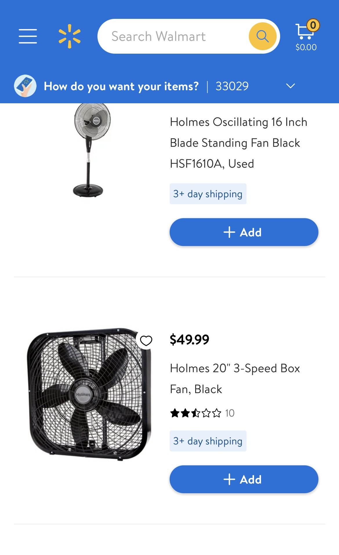 Holmes® 20" 3-Speed Box Fan, Black Like New