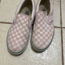 pink size 5 gradeschool van slip ons
