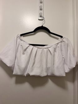 White Off-Shoulder Crop Top