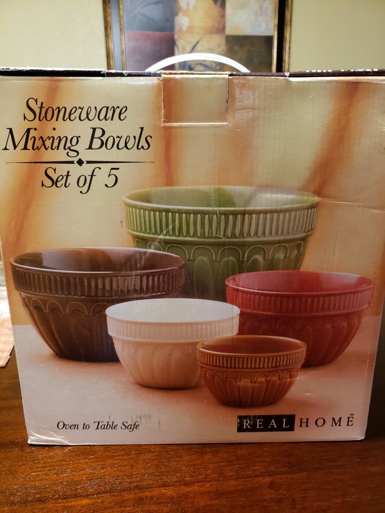 Stoneware Mixing Bowls Set of 5