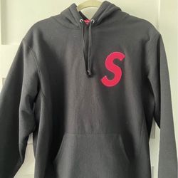 Supreme Black and pink s logo hoodie (fw19)