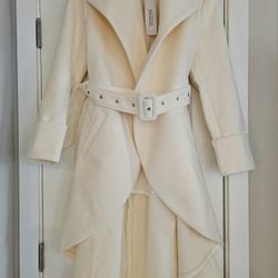 SAUKOLE Elegant High-Low Winter Trench Coat - Size Small