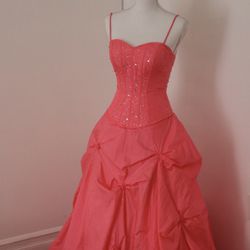  Dress Ball Gown, Prom Dress, Quinceanera Dress, Formal, pink Gown, Corset Pink Dress