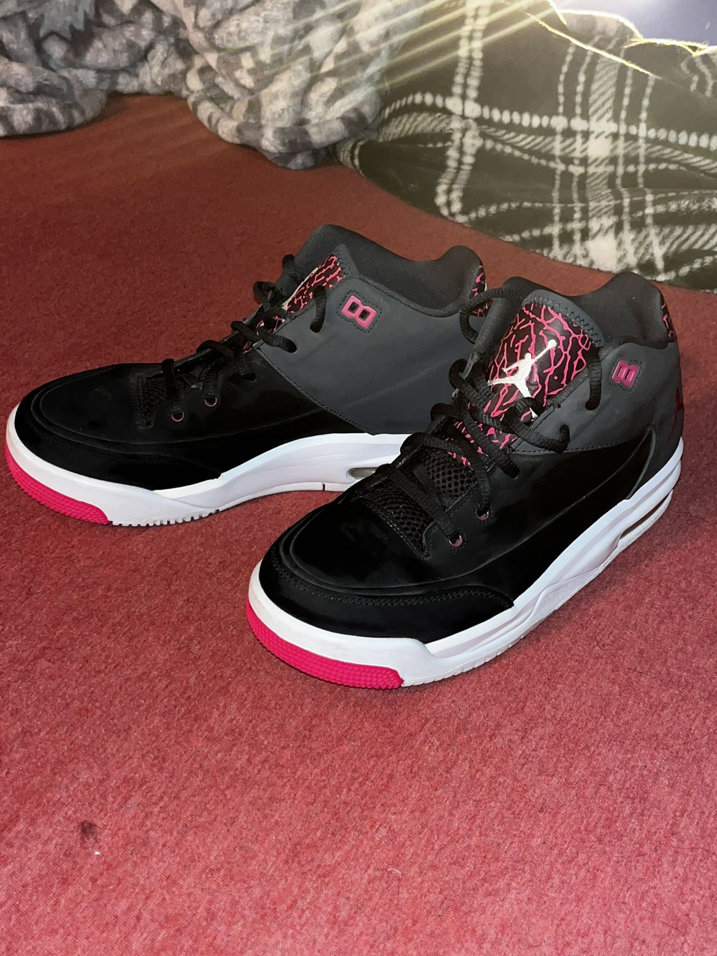 Flight jordan, black, gray, and pink 6.5Y