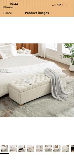 60.2" Storage Bench, End of Bed Storage Benches, Chenille Fabric Upholstered Ottoman Bench with Safety Hinge for Living Room Entryway Bedroom Hallway 