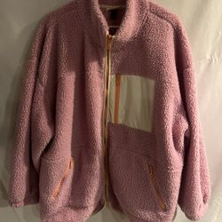 Ladies plus size 2X Universal Thread pink Sherpa fleece full zip up jacket