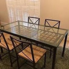 Metal/ Glass kitchen table with four chairs 