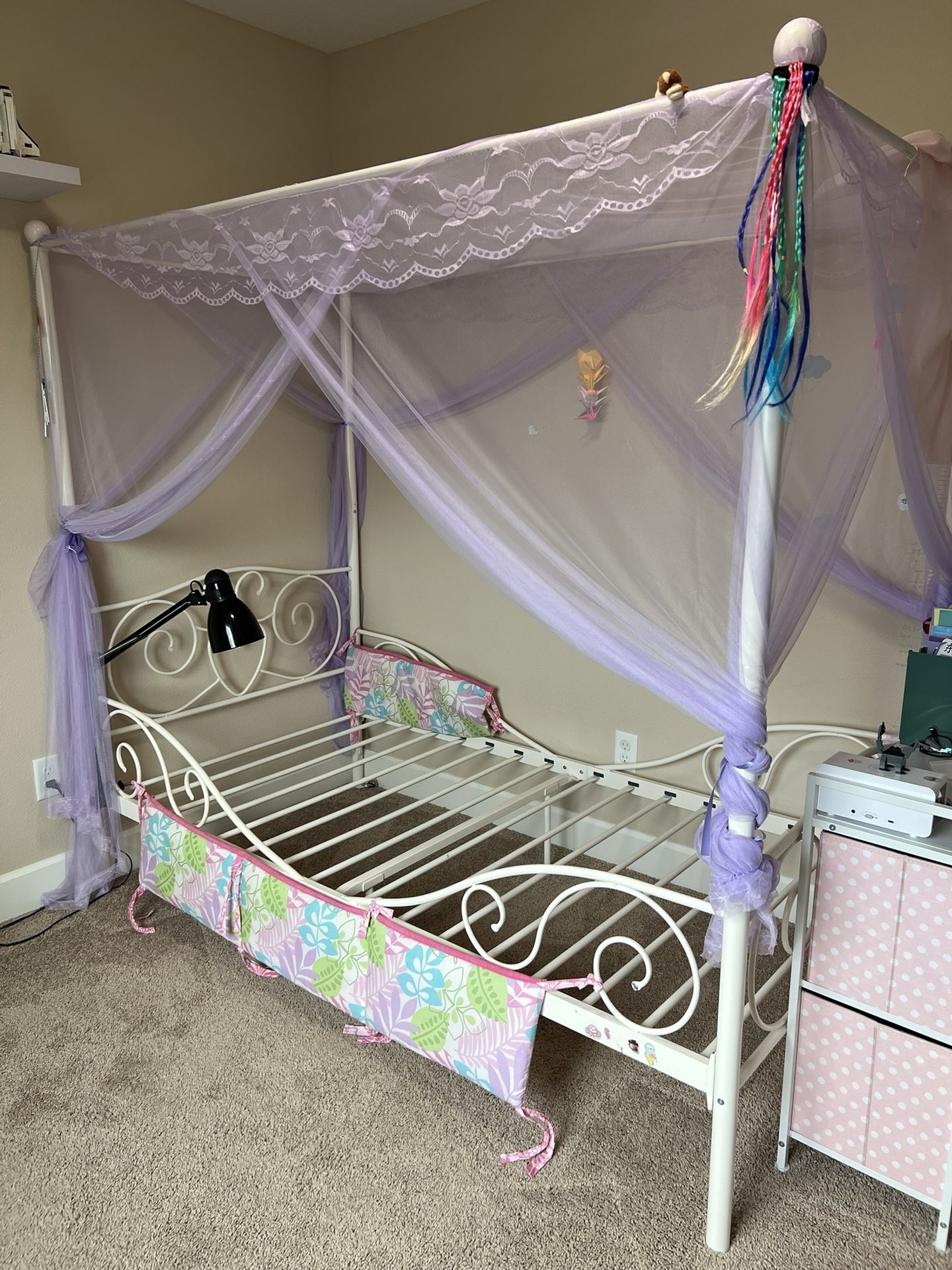 White Canopy Twin Bed Frame