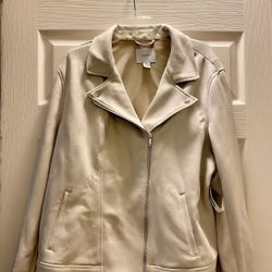 Suede Off White Velvety Moto Jacket