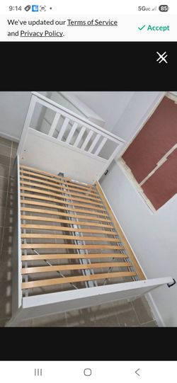 Ikea white bed frame full size