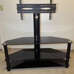 🖥️ Corner TV Stand with Mount – Black Glass Shelves – $65 (Worcester, MA)