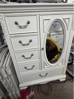 Beautiful white tall dresser-solid wood, high quality