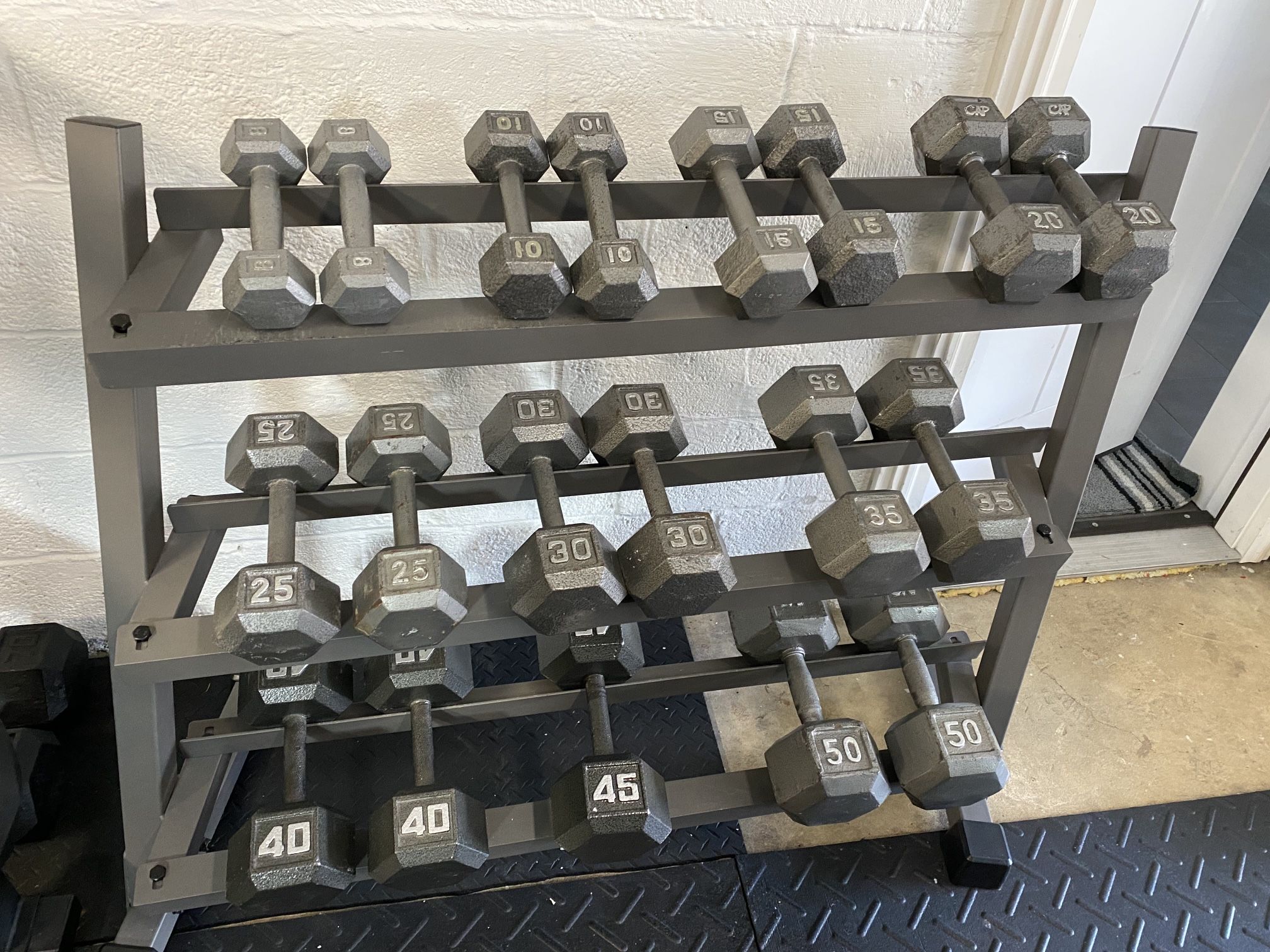 Iron Cast Dumbbells 8-50 Rack Included