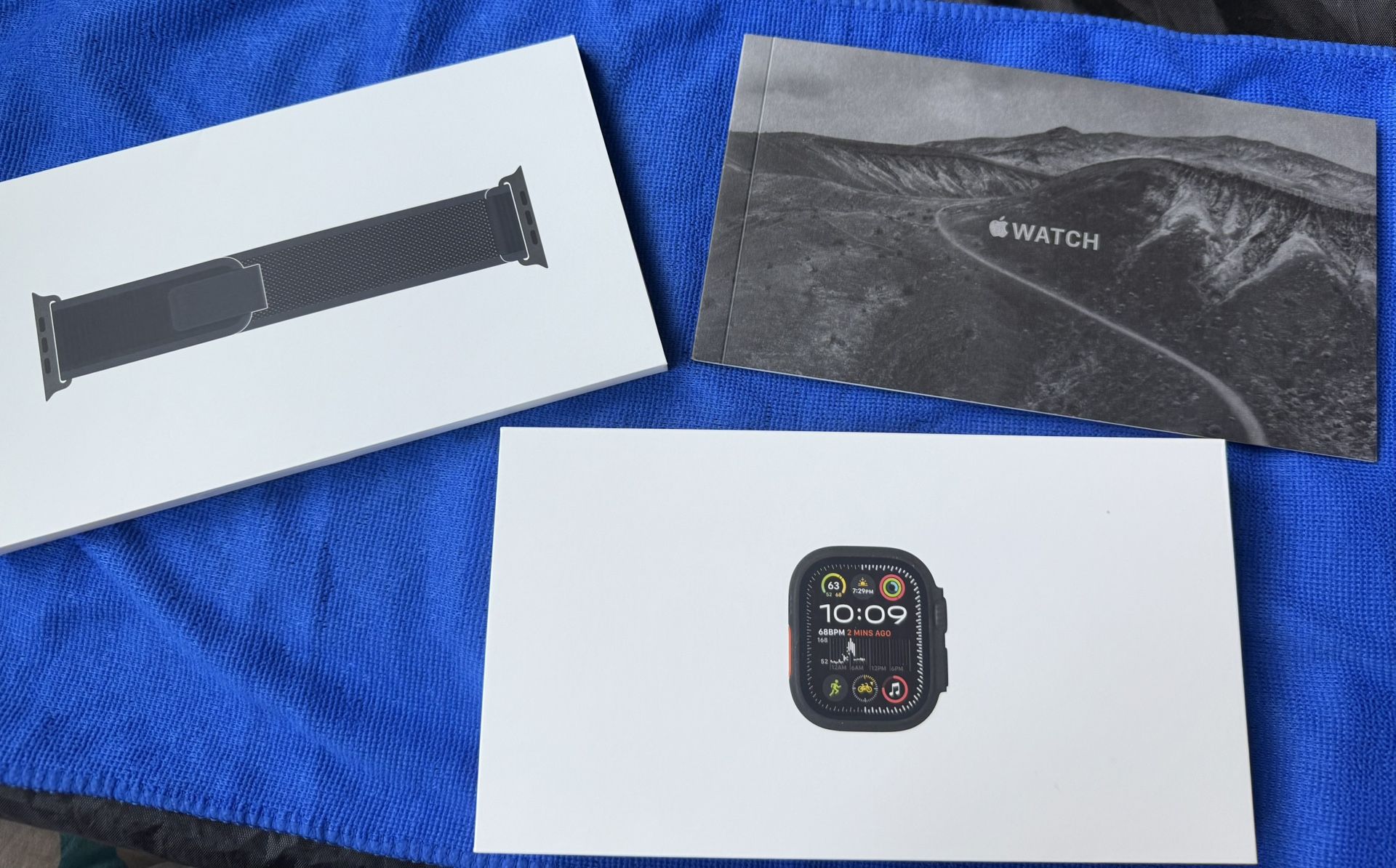 Apple Watch Ultra 2, Black Titanium Case with Black Trail Loop - M/L, AppleCare+, Cases