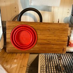 Bamboo Cutting Board With Collapsible Colander