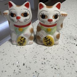 New Lucky Cat Magnetic Porcelain Sal And Pepper Shakers Set Jalan Brought At Epcot