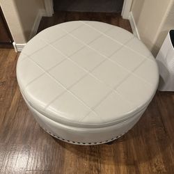 Round White Ottoman