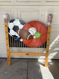 Twin sports wooden head board