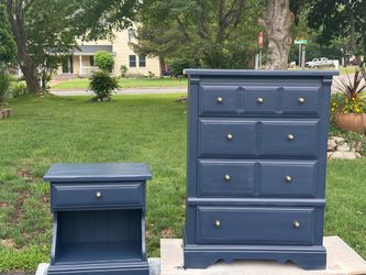2pc Beachy blue bedroom set tall dresser & night stand