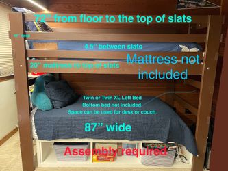 Twin XL Loft bed - brown