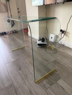 Glass Waterfall entry table/tv stand