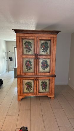 Rustic hand painted TV cabinet