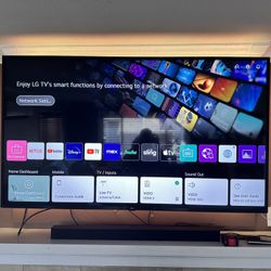 65” LG TV, Wall Mount, Visio Surround Sound 
