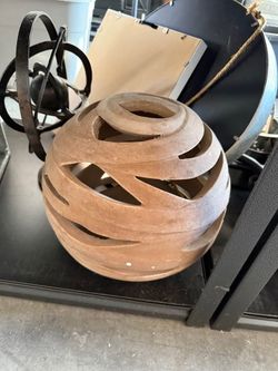 Modern Terra Cotta Decorative Orb – Rustic Clay Accent Sculpture