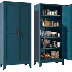 71''Metal Cabinet with 4 Adjustable Shelves,5-Tier Pantry Storage Cabinet,Kitchen Pantry Cabinet for Living Room,Dining Room, (MZ01BG02)