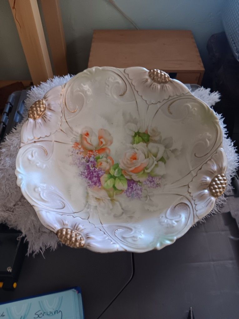 Porcelain China Serving Bowl w/Gold Trim Germany