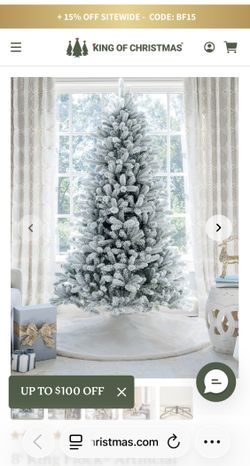 King Of Christmas Flocked Tree And Garland