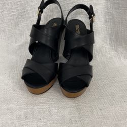 Michael Kors Dana Wedge Sandal Size 7 Black 