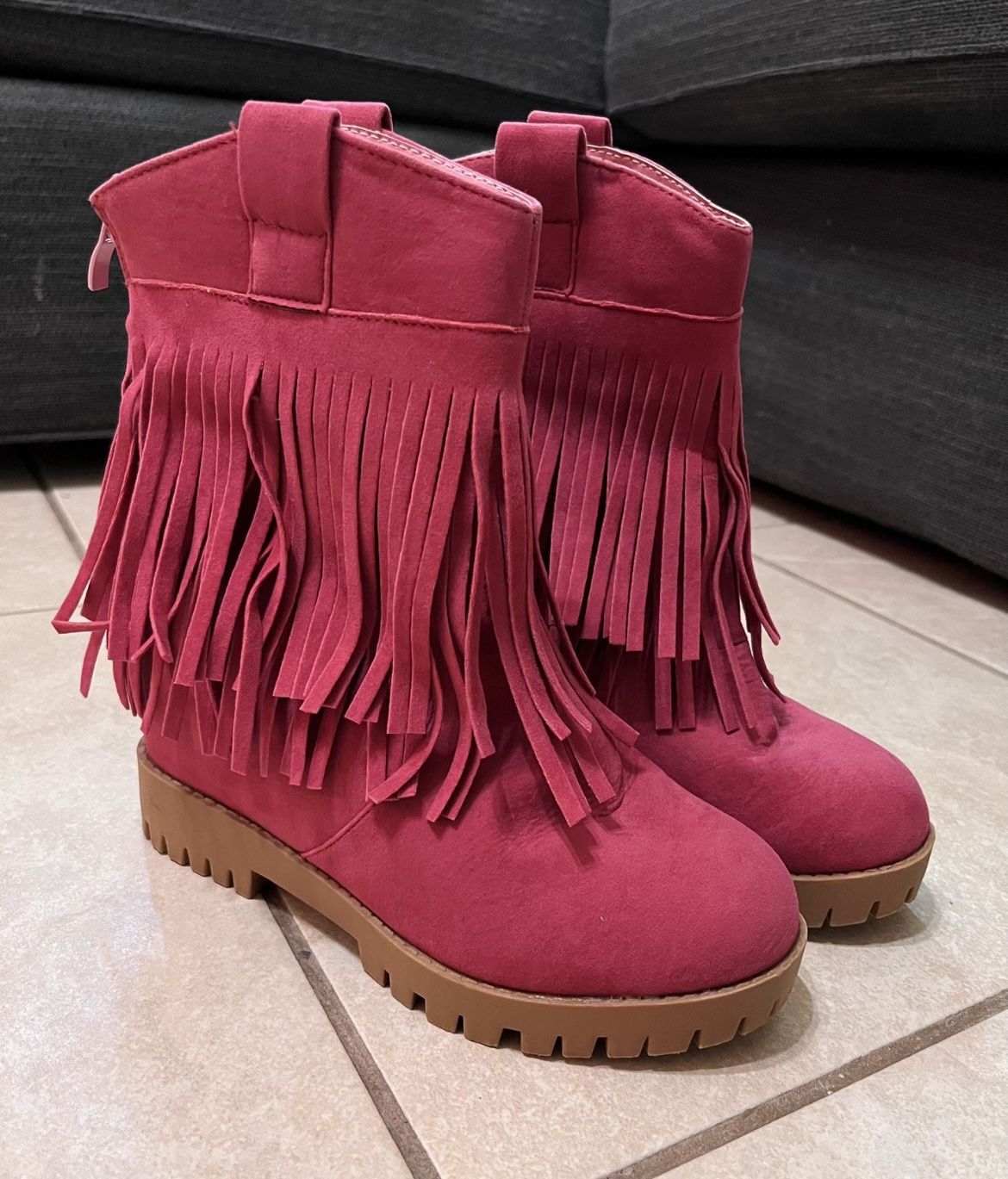 Pink Western Boots With Fringe 