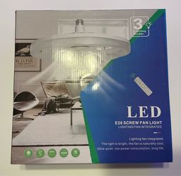 Brand New LED Screw-In Socket Ceiling Fan with Remote - Open Box