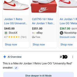 Jordan 1 Retro Low Og University Red