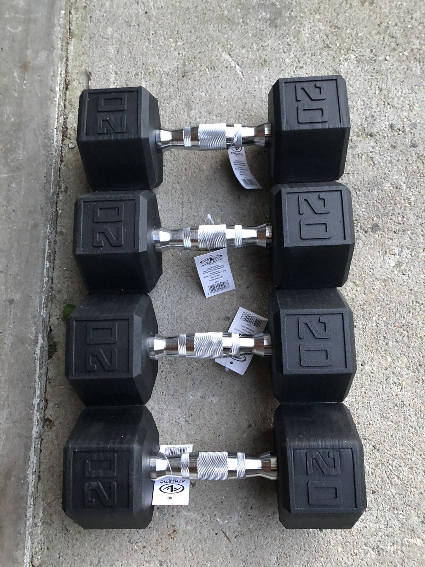 4 New Rubber Coated Dumbbells Total 80 Lbs
