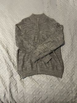 Men's Zip-Up Sweater in Charcoal Gray