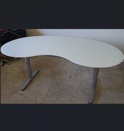 IKEA Galant kidney bean shaped Frosted glass desk with T-shaped legs