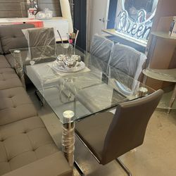 New Glass Top Dining Table With 4 Chairs K Furniture And More 