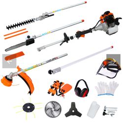 ZNTS 10 in 1 Multi-Functional Trimming Tool, 52CC 2-Cycle Garden Tool System with Gas Pole Saw, Hedge 