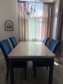 Marble Top Dining Table with 4 Chairs