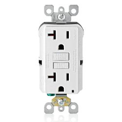 Leviton 20 Amp SmartlockPro Self-Test Duplex GFCI Receptacle Outlet, White