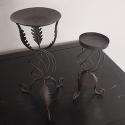 Two Brown Candke Holders