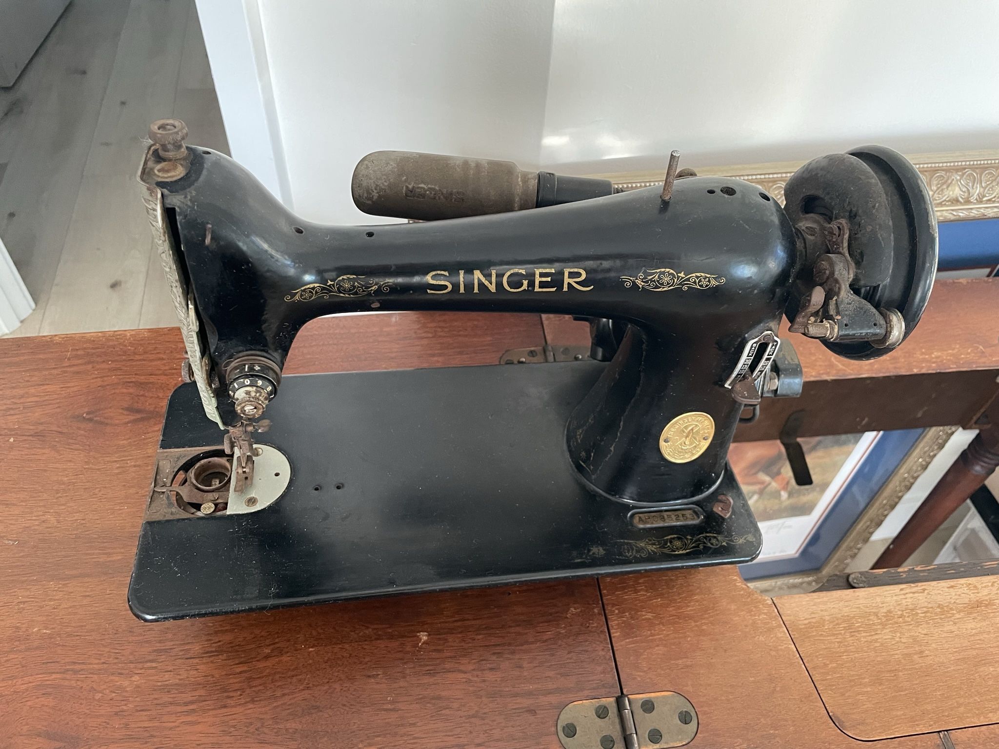 Antique Sewing Machine With Table Chair (Chair Needs To Be