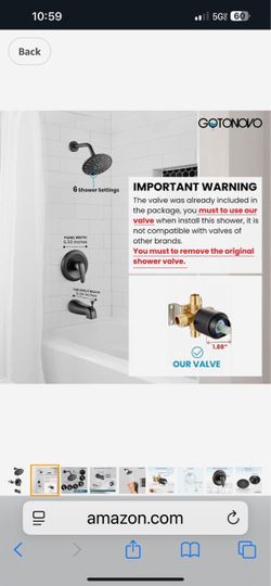 gotonovo Bathroom Shower Head Kit High Pressure Combo Shower Faucet 6 Modes ABS Handheld Spray Kit Valve Included  chrome and Black  C42
