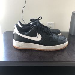 Nike Air Force 1 Black Leather With Gum Bottom