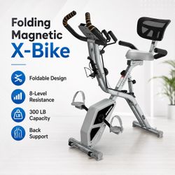 Folding Magnetic X‑Bike, Upright Exercise Bike for Home Gym
