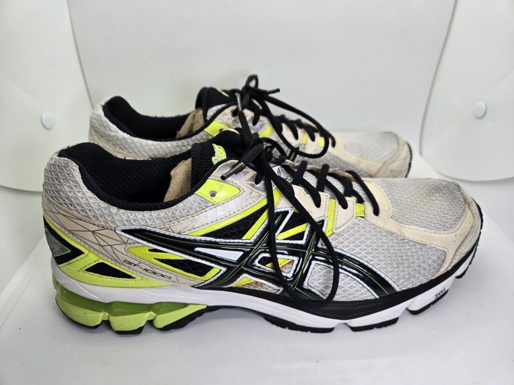 Asics GT-1000 3 Shoes Men's 11.5 White Green Running Athletic Workout Sneakers