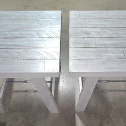 Pair of Grey/White Wood Side/End Tables From Ashley Furniture