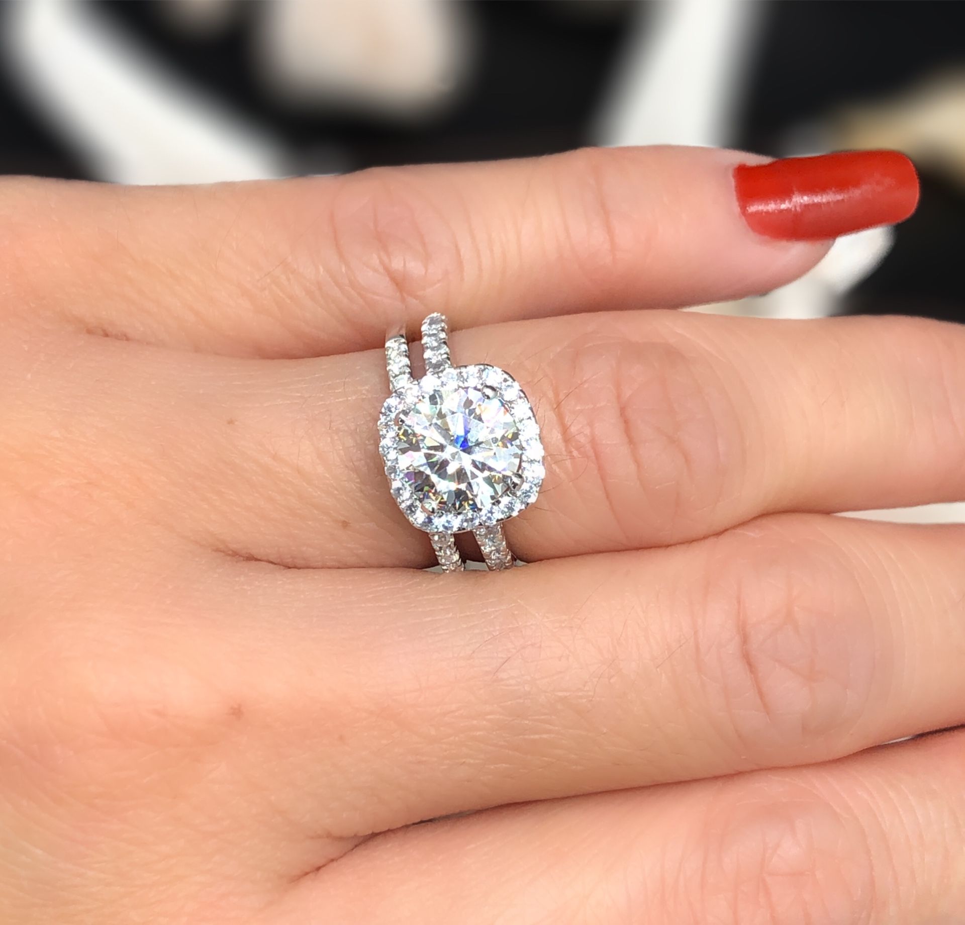 Moissanite Ring Set With Certificate
